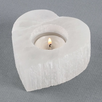 Selenite Heart Tealight Holder